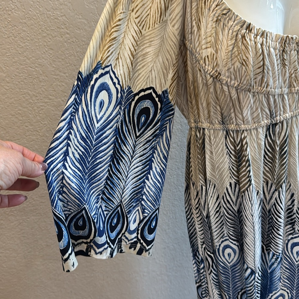 Muse Elegant Blue and Cream Patterned Dress size 6 - Picture 4 of 6